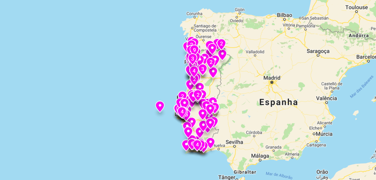 Mapa com participações das bibliotecas